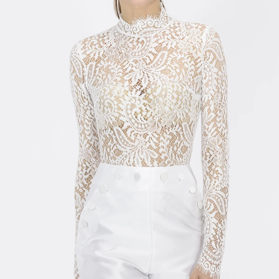 Кружевное боди с длинным рукавом и высокой горловиной|lace bodysuit|long sleeve lace bodysuitsleeve