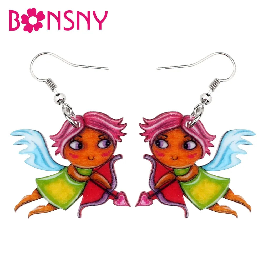 

Bonsny массивные акриловые серьги-подвески в форме капли на День святого Валентина, милые ювелирные украшения сказочного ангела для женщин и д...