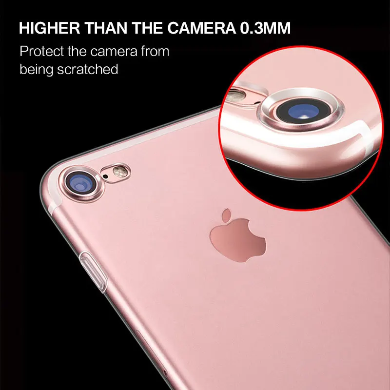 Ультратонкий Мягкий Прозрачный чехол из ТПУ для iPhone 8 7 Plus прозрачный силиконовый
