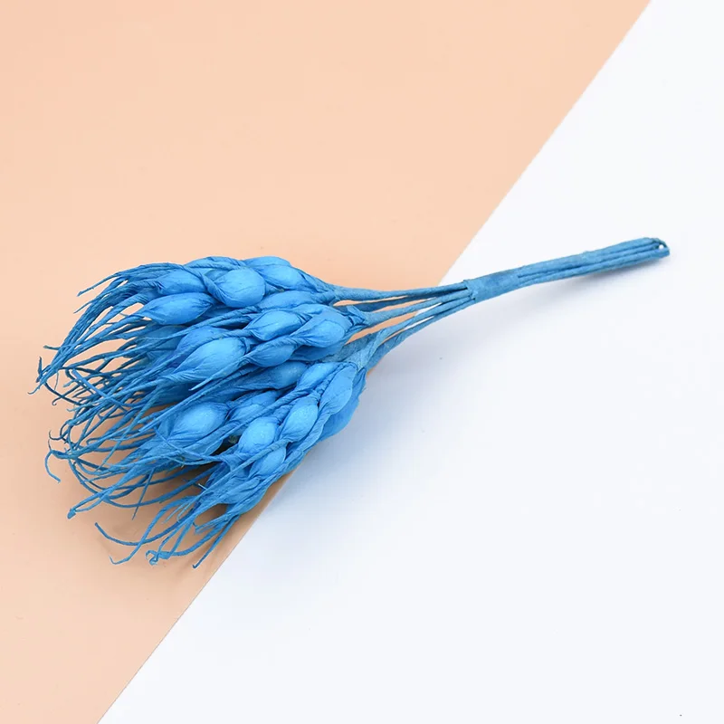blue 10 шт. искусственные пшеничные уши, искусственные растения для вазы, подарки diy, коробка для конфет, новогодние украшения для дома, свадебные помпоны - Цвет: blue