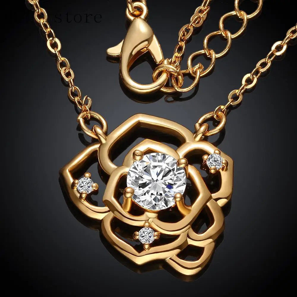 N034-C Wholesale High Quality Women Men zircon necklace Fashion Jewelry Free shopping 18K gold plating | Украшения и аксессуары