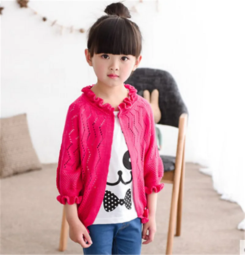 2016 новинка осени кардиган для девочек детская одежда Открытый девочки вязанный