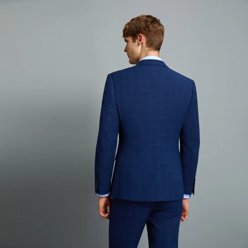 men suit blue plaid mens suits with pants vest father day gift wedding suits for men groom business man wear plus 6xl slim fit
