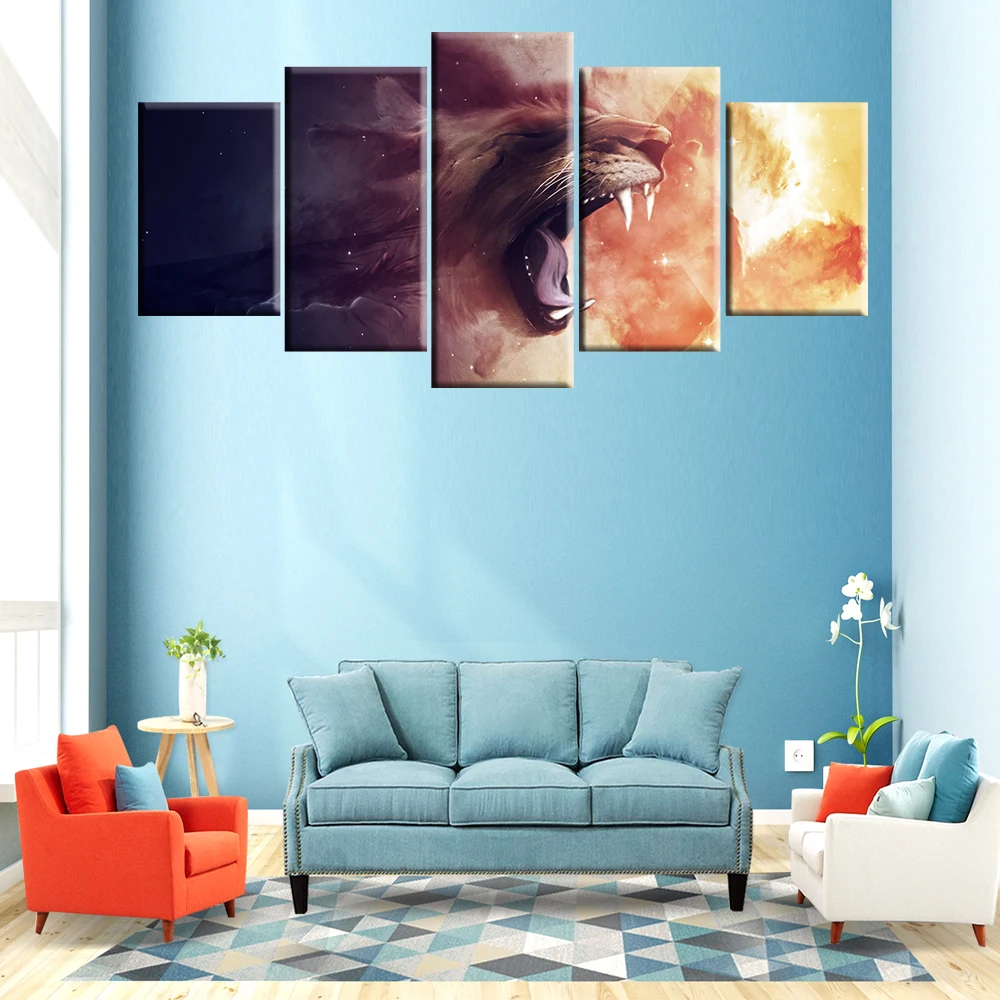 5 panel abstract flame cello music modular picture canvas artist residential decorative wall | Дом и сад