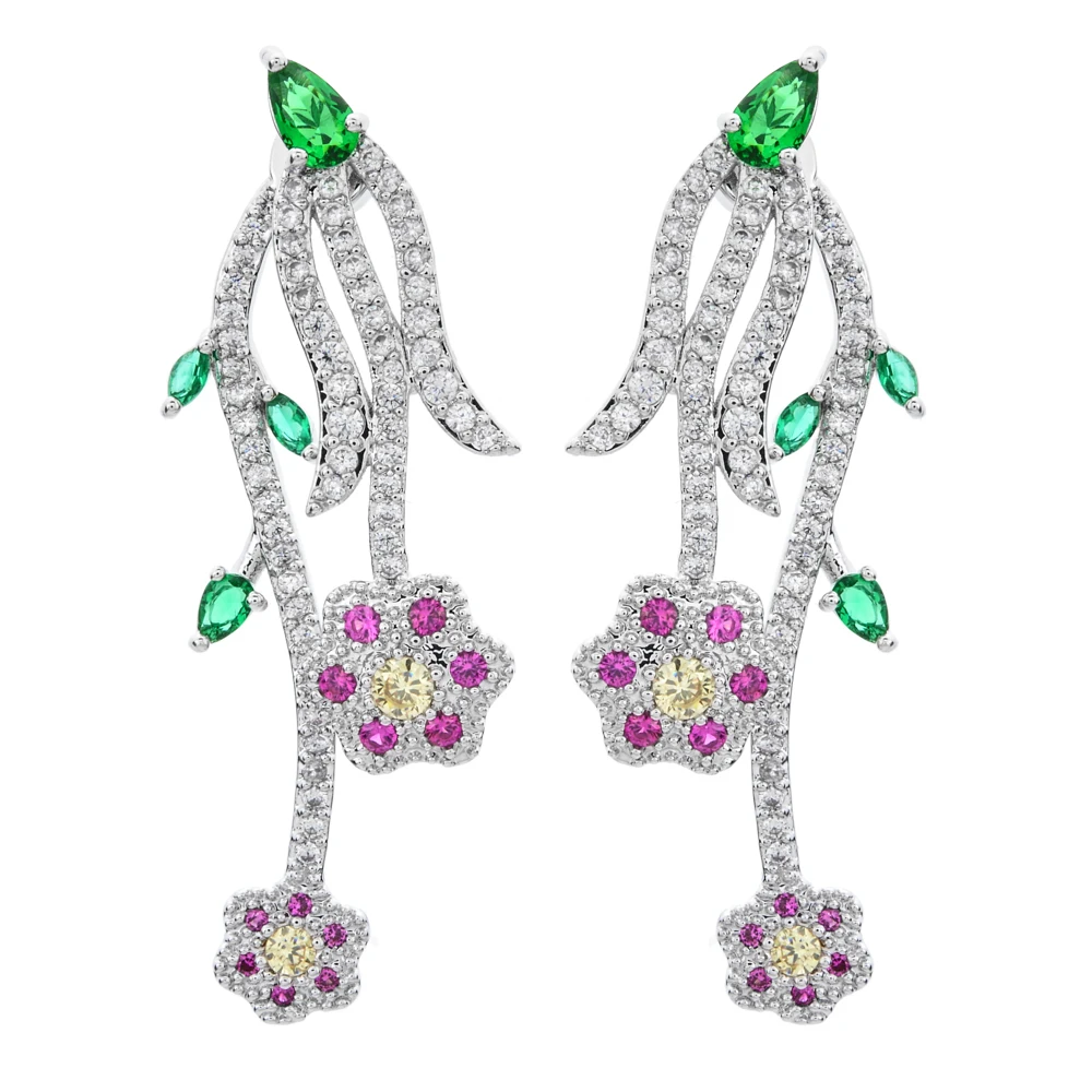 

Высокая-класс цветочных растений цветные циркониевые серьги, подходит для женщин/девочки сладкий романтическая мода ювелирные серьги ER-316