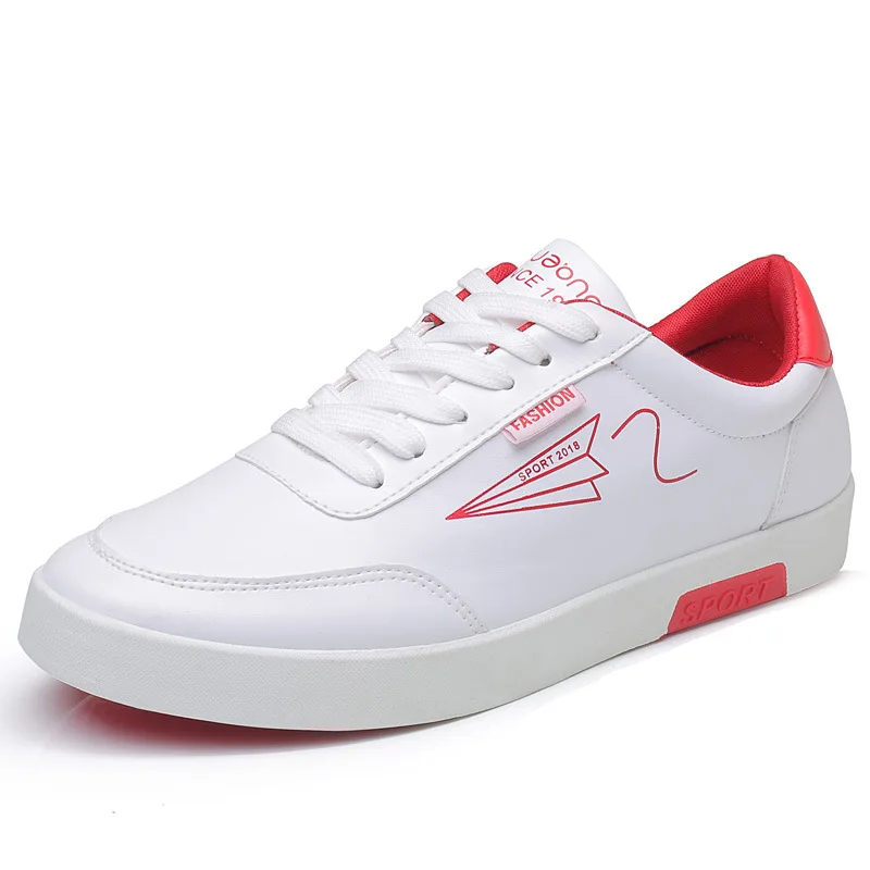 Корейский стиль мужские повседневные кроссовки из искусственной кожи с круглым