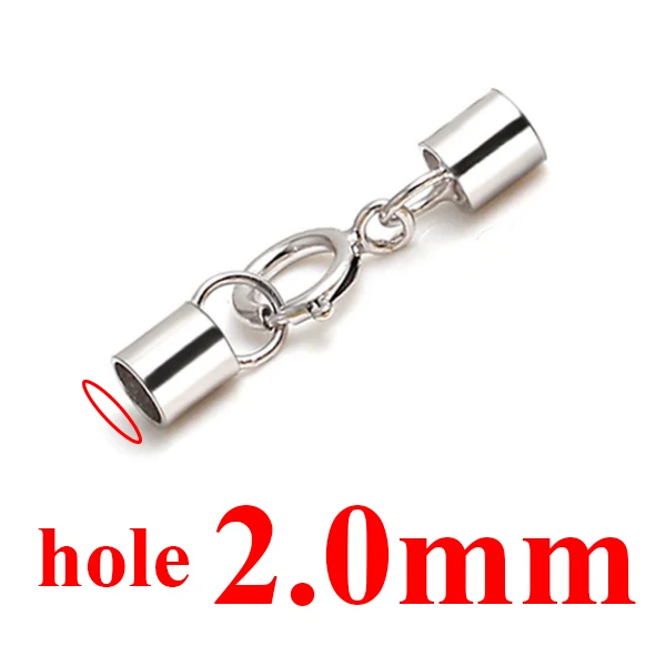 Silver 2.5mm 925 пробы серебряные колпачки-застёжки для кожаного браслета Цепочки и ожерелья застежками Крючки диаметр 1/1. 5/2/2,5/3/4/5 мм разъемы для изготовления ювелирных изделий - Цвет: Silver 2.5mm