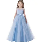 Нарядное детское длинное платье из тюля с цветочным рисунком, детское свадебное элегантное платье для девочек, платье для выпускного вечера, официальная одежда для девочек-подростков