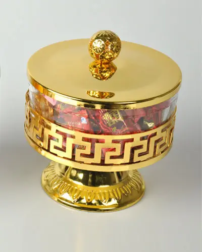 Golden Европейский роскошный домашний сервировочный лоток для кофе сладкие конфеты сахарница с металлической крышкой контейнер для хранения специй кухонный Органайзер - Цвет: Golden