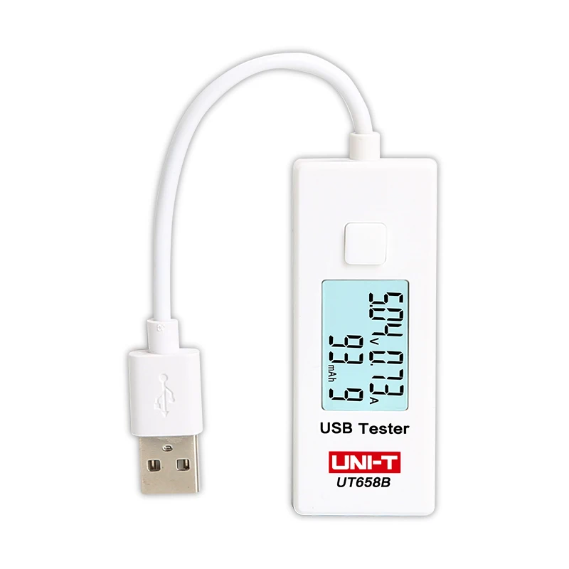 UNI T-probador USB UT658B, Monitor de energía de corriente de voltaje de carga para teléfono y ordenador, retroiluminación LCD