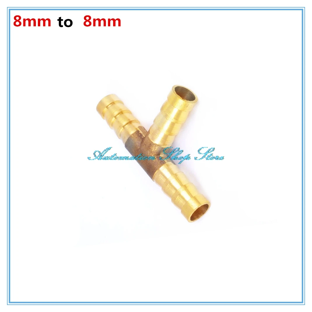 

5pcs Pneumatic 8mm T-Shape 3 Ways Hose Barb Brass Tee Pipe Fitting Straight Copper Barbed Couple For Air Water Oil Pipe