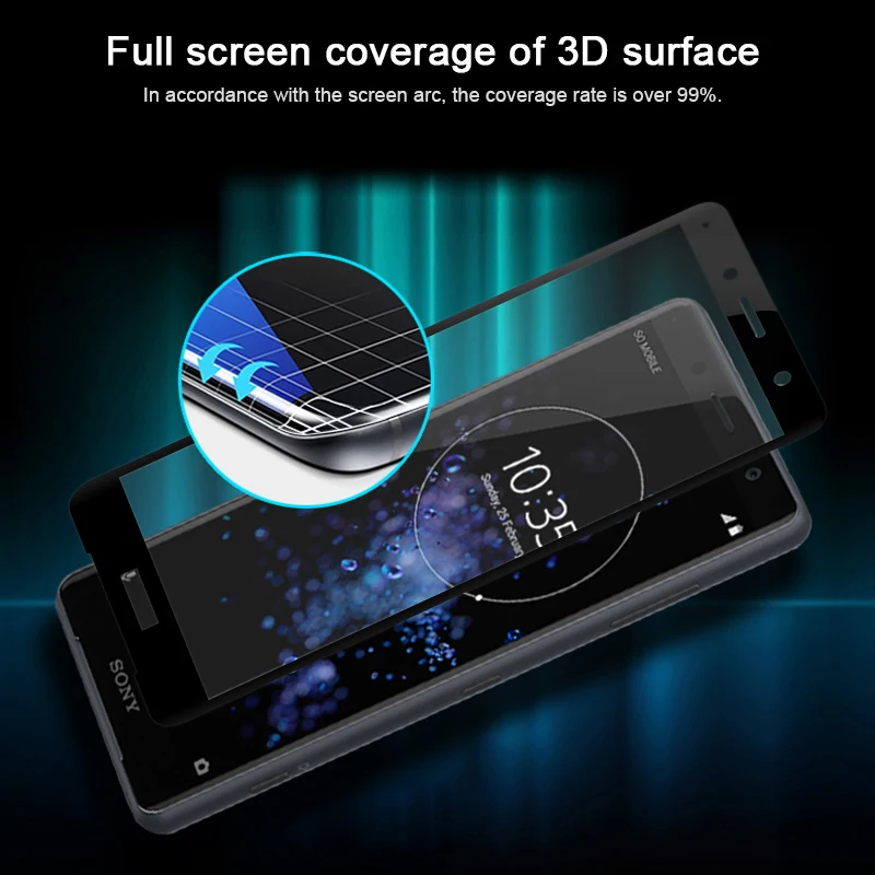 Закаленное 3d стекло для Sony Xperia XZ2 полноэкранная Взрывозащищенная защитная пленка