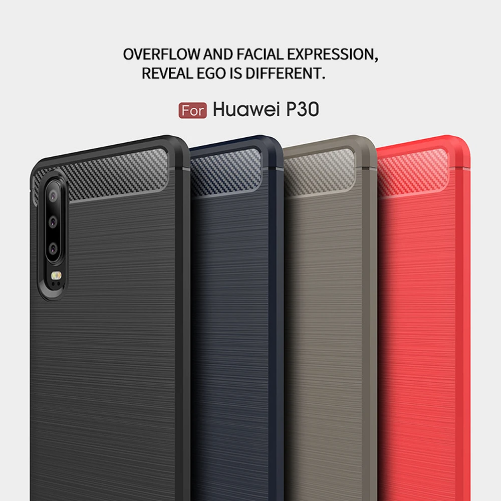 

IPAKY For Huawei P30 Pro Phone Cases Brushed Texture Soft Silicon Case TPU Carbon Fiber Case For Huawei P30/P30 Pro Shell Fundas