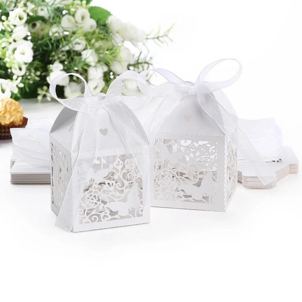 10 шт. белые свадебные сувениры в виде бабочек|box with ribbon|box weddingbox wedding favor |