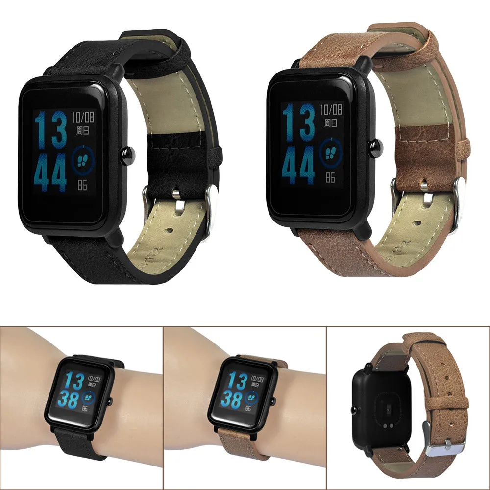 Стильный кожаный ремешок на запястье для Amazfit сменный Браслет в стиле ретро Xiaomi
