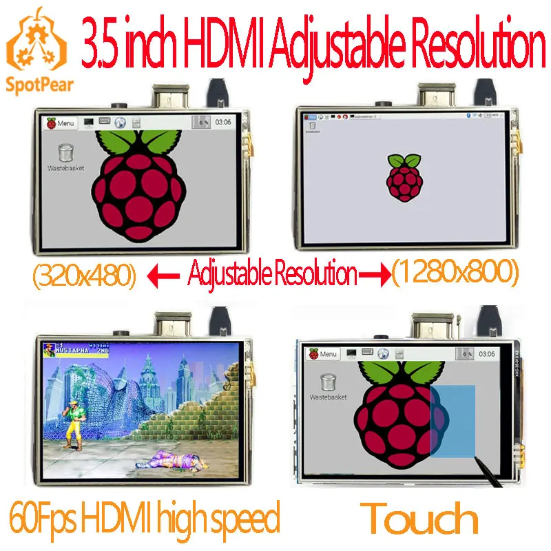 (Прекращено) raspberry pi 3 5 дюйма hdmi сенсорный ЖК экран 60 кадров в секунду высокая