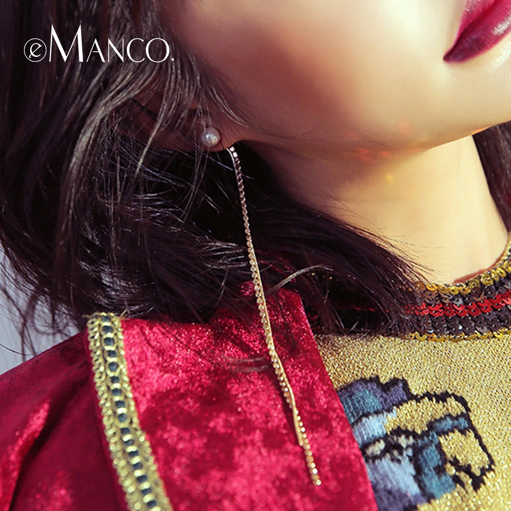 E-Manco Earrings for Woman 2019 Retro Hanging Set Ladies Classic Long Pendant Imitation Pearl Fashion Jewelry | Украшения и