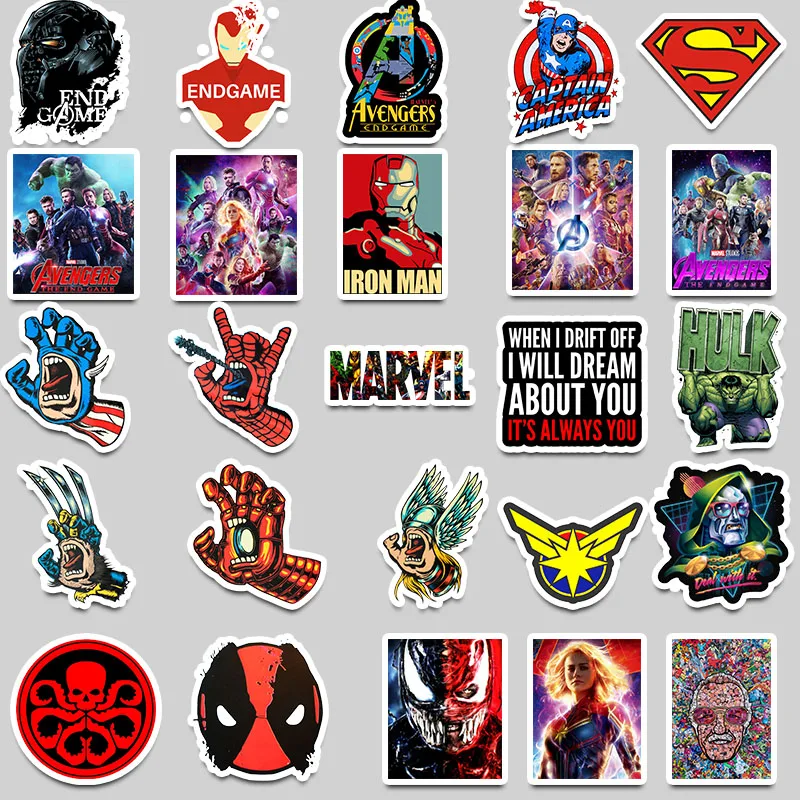 50 шт. Marvel супер наклейки герои граффити наклейки для багажа Скейтборд телефон loptop велосипед стены гитары Скрапбукинг