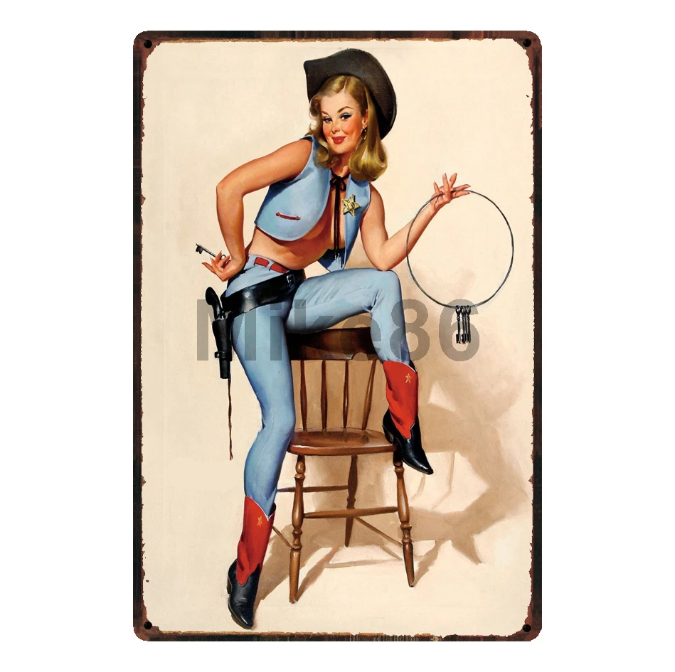 [Mike86] Pin up Fin сексуальный оловянный знак подарок настенные постеры художественная