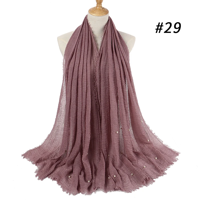 Женские Пузырьковые хлопковые бусины морщин шарф шаль мнущийся жемчуг обернуть мусульманский головной убор вискоза зимние шарфы 55 цветов
