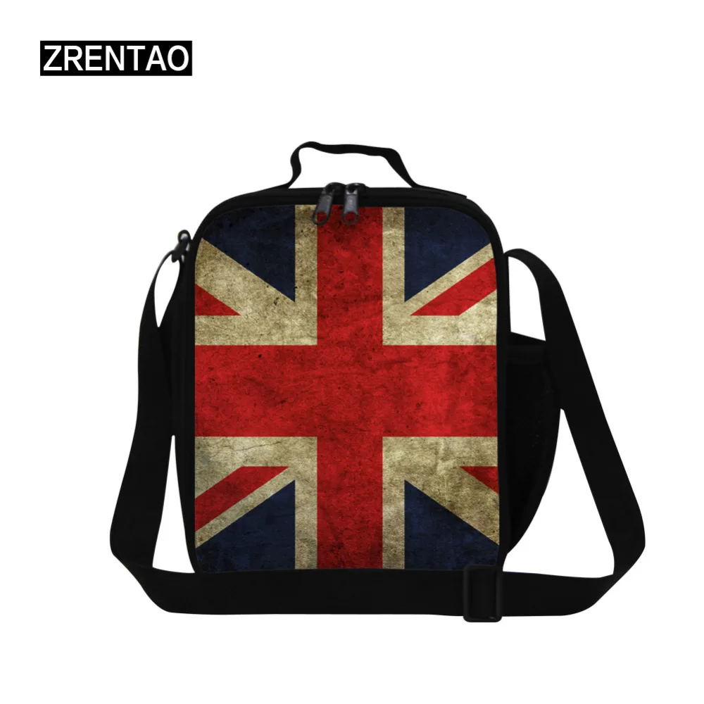 

Medium Snack Food Containers Lunch Bags Coolers With Strap For School Students Boys Lunchtote Teenage Girls Flag Unionjack Print