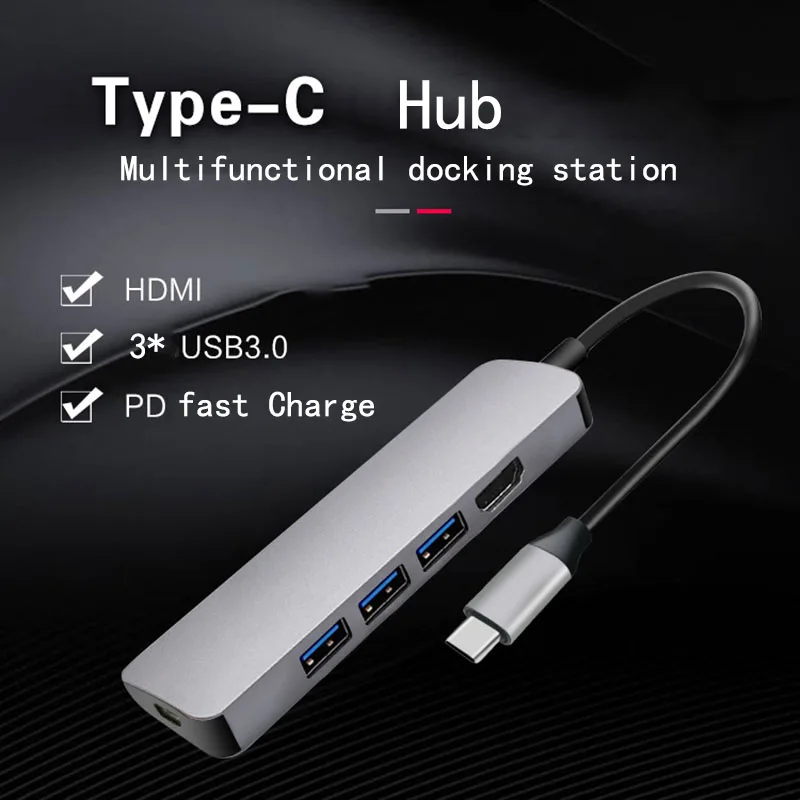Док-станция с разъемом HDMI USB power Delivery Hub Fealushon для ноутбука Macbook Pro hp DELL Surface lenovo samsung Dock