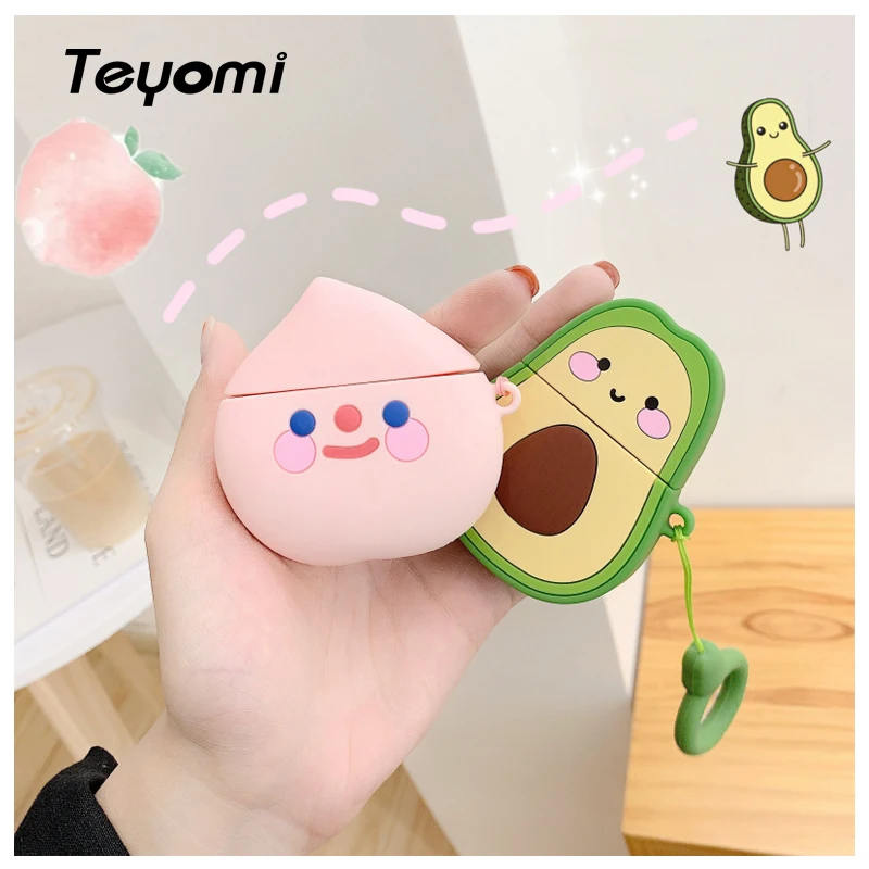 Креативный мультяшный беспроводной Bluetooth чехол для наушников с авокадо Apple AirPods