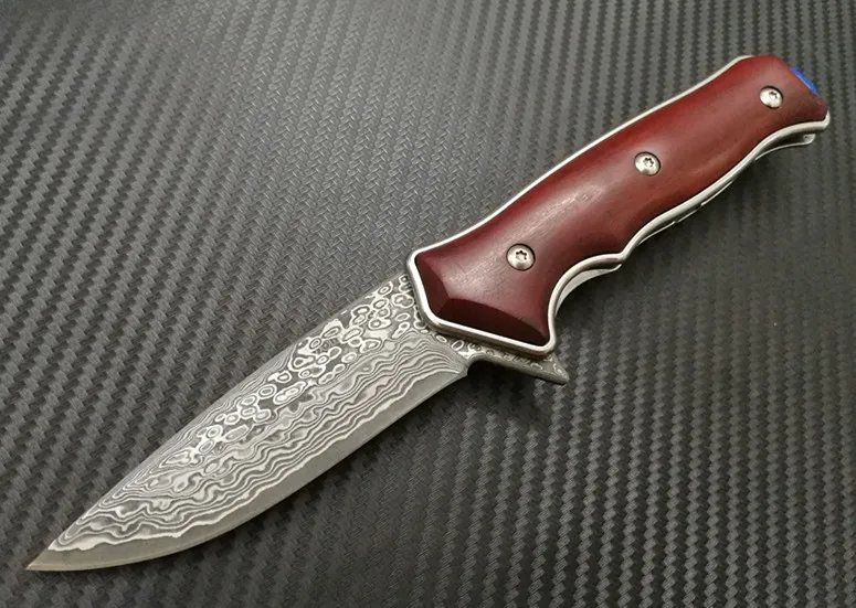 Бренд johnyjamie 1052DM нож для выживания Дамасская сталь лезвие деревянная ручка