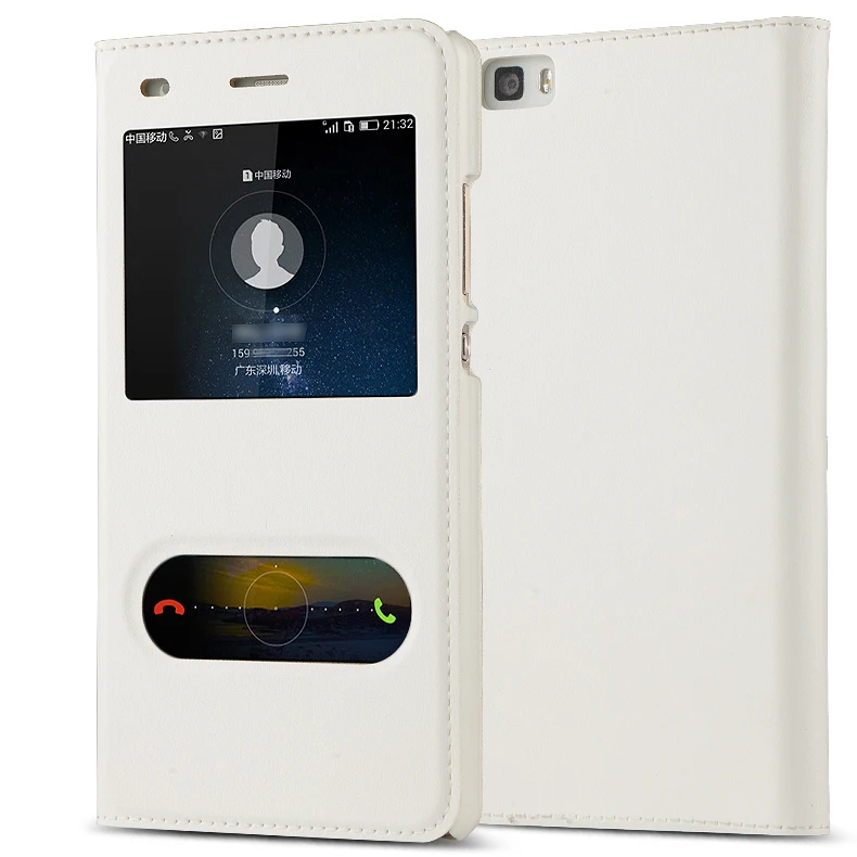 Роскошный P8lite Чехол-книжка с окошком из искусственной кожи для huawei P8 lite ALE-L04 ALE-L21