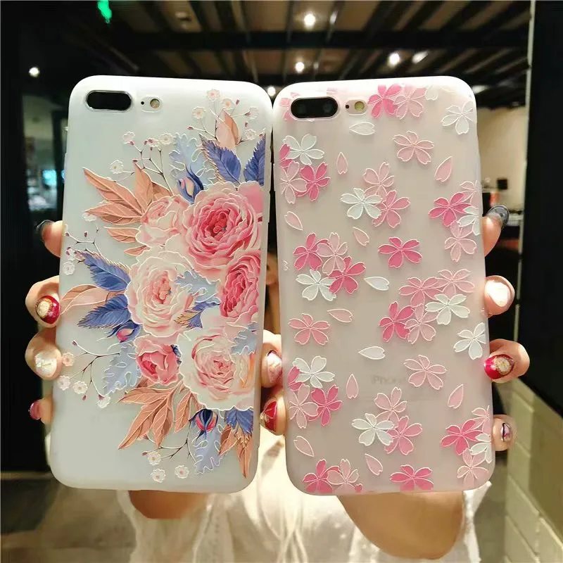 Для iphone 6s 6 8 Plus чехол для 5 5S SE x милый рельефный мультяшный Цветочный Фламинго