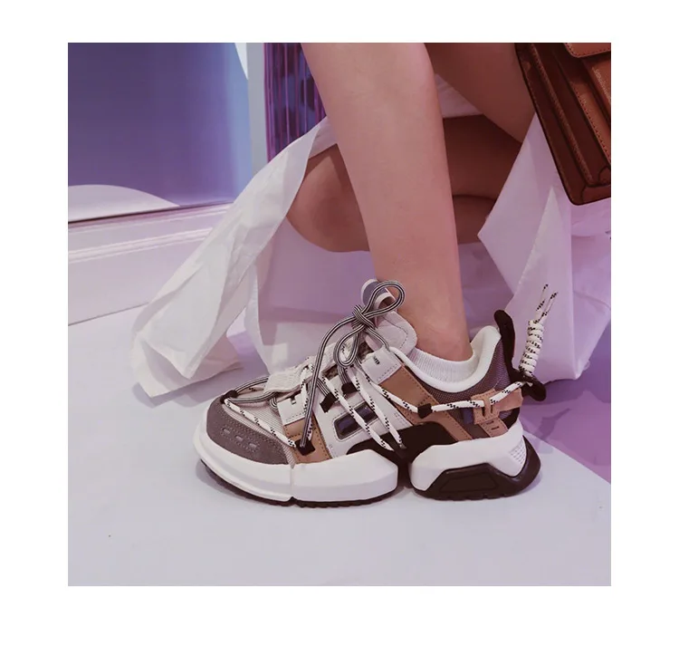 Повседневная обувь; женские кроссовки на платформе; Лоскутная обувь; zapatos de mujer; Брендовая обувь из натуральной кожи; chaussures femme; женская обувь на массивном каблуке