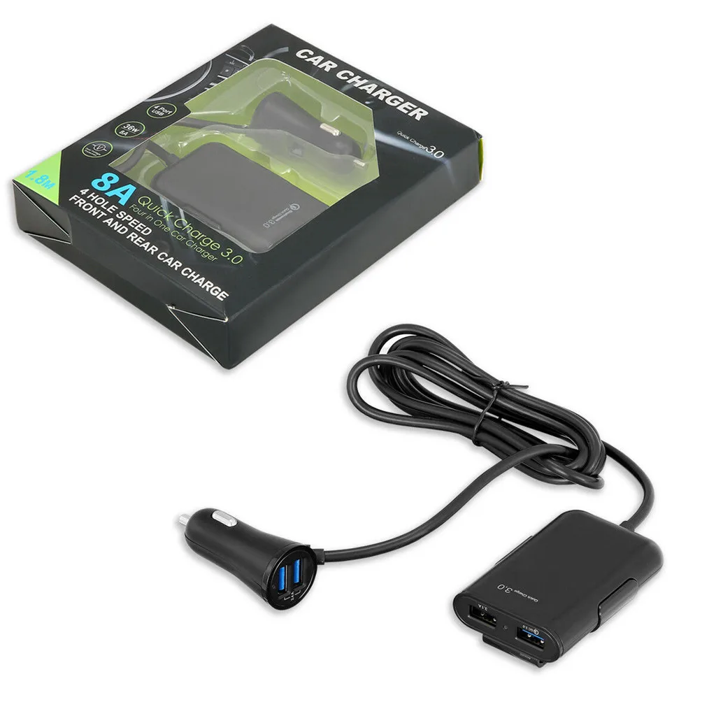 QC3.0 4 USB порта 7А Быстрая Зарядка телефона автомобильное зарядное устройство