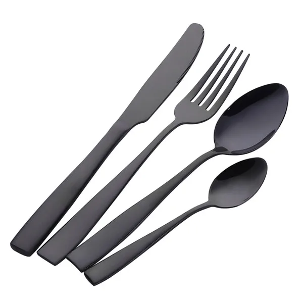 Black 24 pcs Роскошный черный набор столовых приборов 24 шт. наборы столовых приборов золотые столовые приборы из нержавеющей стали столовые приборы квадратный набор серебряных изделий - Цвет: Black 24 pcs