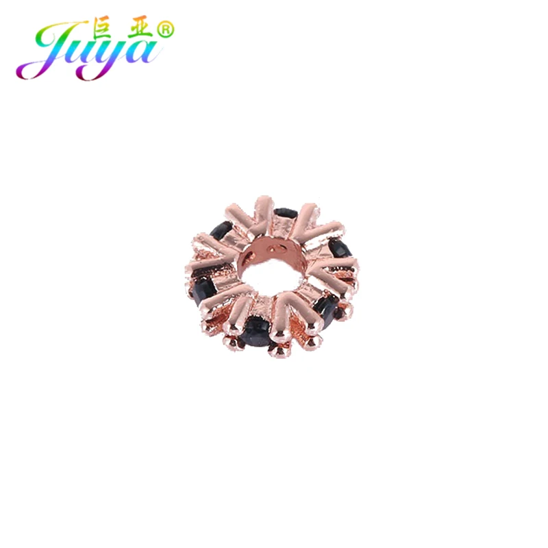 Rose Gold Black Juya ручной работы Рукоделие ювелирные изделия бусины поставки украшения металлические снежинки 8 мм разделители бусины аксессуары для изготовления ювелирных изделий - Цвет: Rose Gold Black
