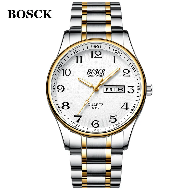 silver gold white Relogio Masculino Мужские часы Роскошные полностью стальные часы Модные кварцевые наручные часы водонепроницаемые мужские часы Relojes Hombre - Цвет: silver gold white