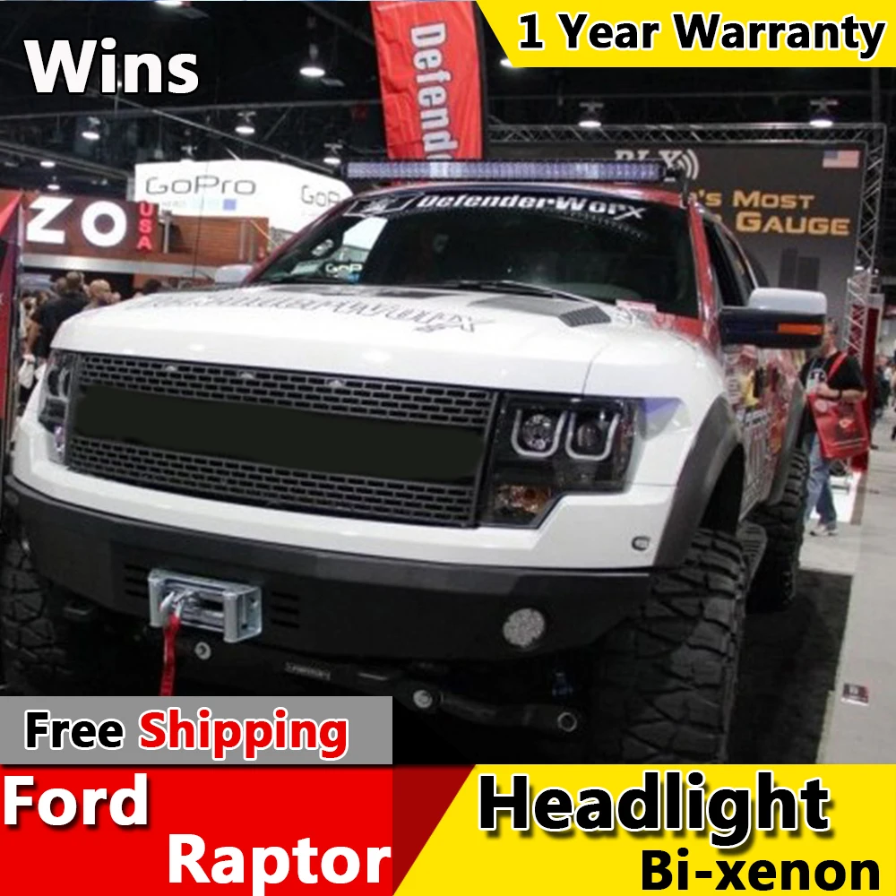 Победы огни для Ford F150 Raptor СВЕТОДИОДНЫЕ Фары DRL Объектив Двойной Луч H7 Ксеноновые