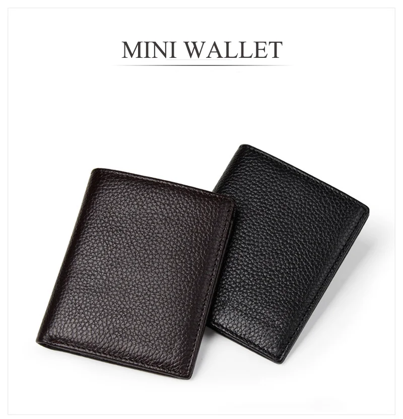 DIDE Coffee Black Purse For Men Genuine Leather Men's Wallets Small Thin Male Wallet Card Holder Cowskin Soft Mini Purses