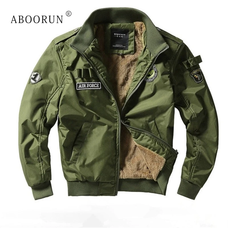 Мужская куртка-бомбер ABOORUN военные толстые флисовые куртки-пилоты зимнее