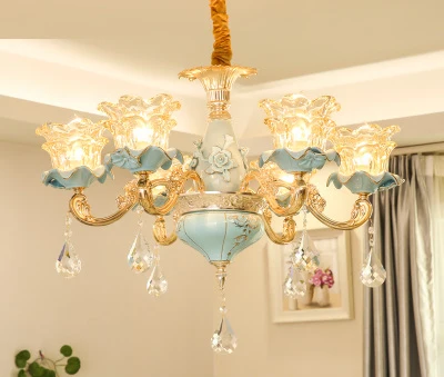 6 lights Керамика люстра роскошные Гостиная Обеденная кристалл лампа Бытовая света Костюмы магазине Бутик декоративные люстры люстра хрустальная потолочная современная люстра на кухню люстра потолочная винтаж люстра белая - Цвет абажура: 6 lights