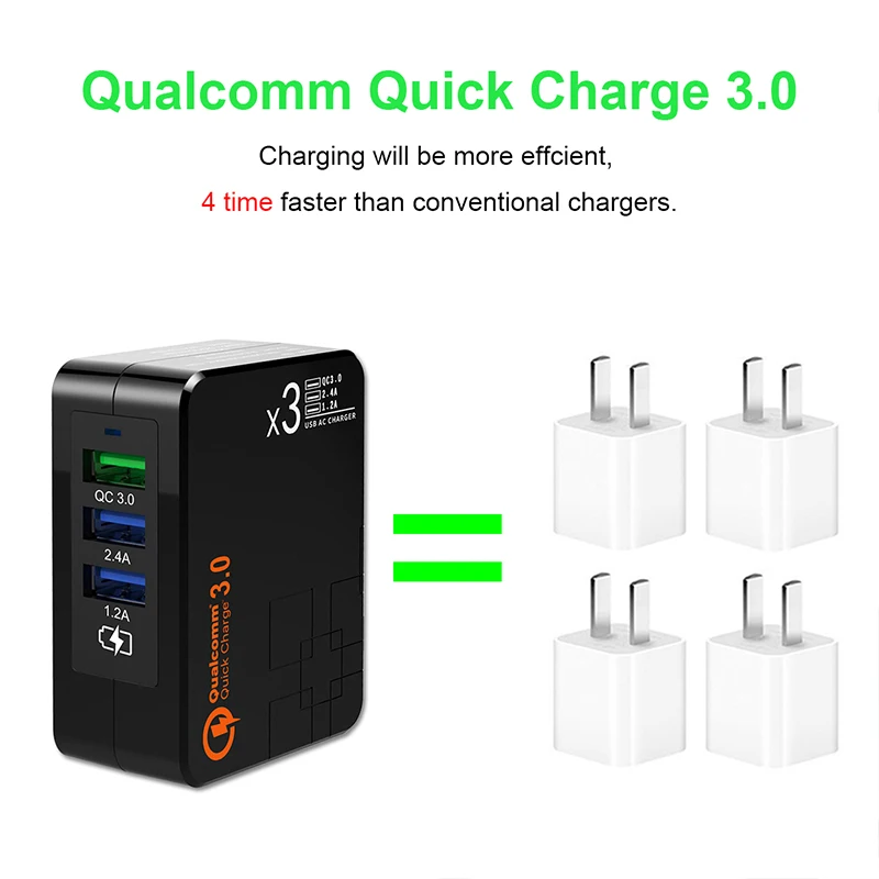 Путешествия США Подключите USB зарядное Зарядное устройство Quick Charge QC 3 0 2 быстрый