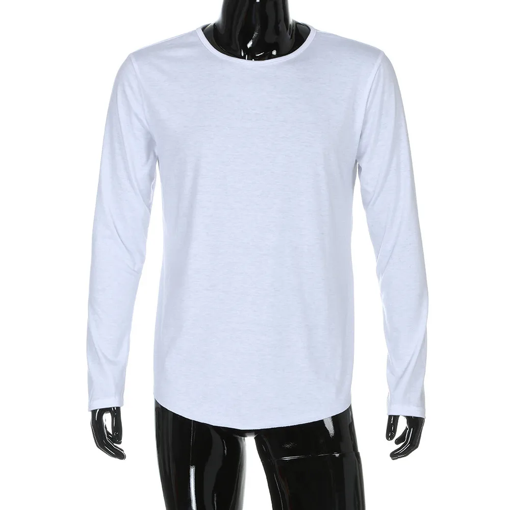Feitong рубашка для мужчин Slim Fit О-образным вырезом с длинным рукавом мышцы рубашка повседневные блузки Social Masculina