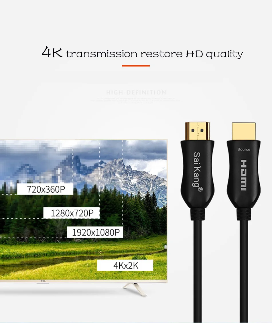Волоконно оптический кабель Hdmi 2 0 4K @ 60Hz 4:4:4 ультра высокой Скорость 18 Гбит