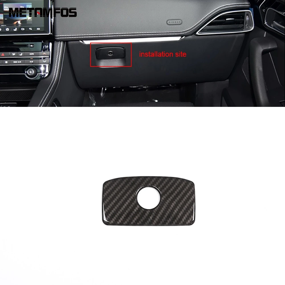 For Jaguar F-PACE XE XF 2016-2019 Carbon Fiber Glove Locker Storage Box Door Handle Cover Trim Decoration Inner Car Accessories |