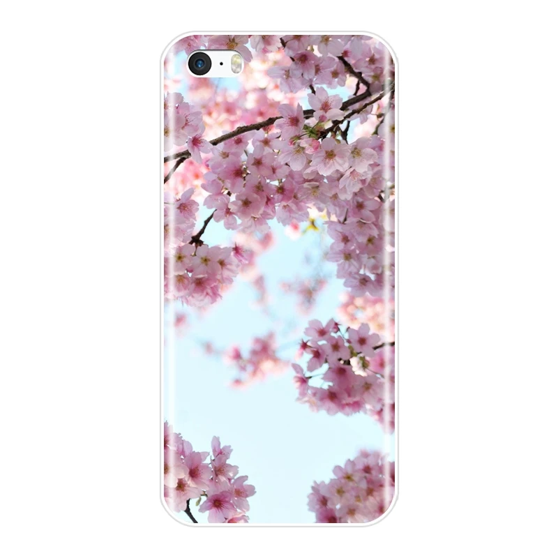 Pink Flower Cherry Blossom Sakura Aesthetic Phone Case For iPhone 5 S 5C 5S SE Soft Silicone Back Cover For Apple iPhone 4 S 4S images - 6