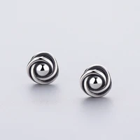 fashion retro style 925 sterling silver stud earrings for women ladies black rose flower s925 silver earring jewelry accessories
