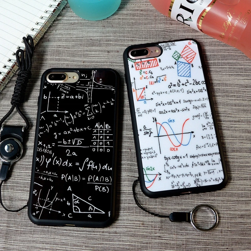 360 Full Protect Shell For iphone 7 8 Math Figure Fundas Fashion Soft Silicone TPU Acrylic Mirror Phone Case Equation Graph Capa |