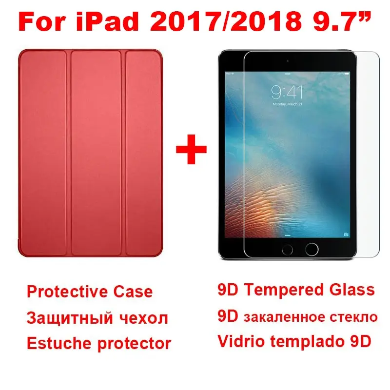 Red and Glass Чехол для Apple, iPad,, 9,7 дюймов, 5-го, 6-го поколения, тонкий кожаный силиконовый Умный Магнитный чехол для iPad 9,7 - Цвет: Red and Glass