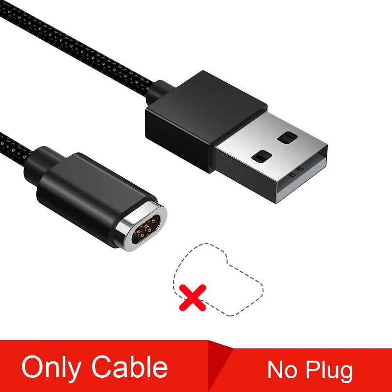 Black Cable No Plug Магнитный кабель Micro usb type C для быстрой зарядки, магнитный кабель Micro USB для зарядки и передачи данных, кабели для мобильных телефонов iPhone - Цвет: Black Cable No Plug