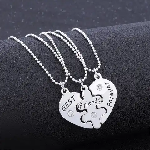 Новый рекламный набор из 3 предметов BFF разбитое сердце хороший друг Набор для вышивания лучшие друзья навсегда любовь ожерелье с подвескам...