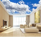 Объемная настенная 3d-наклейка на потолок, большое голубое небо, облако, Настенные обои для стен, гостиной, зала, настенные 3d потолочные фрески, бумажная наклейка
